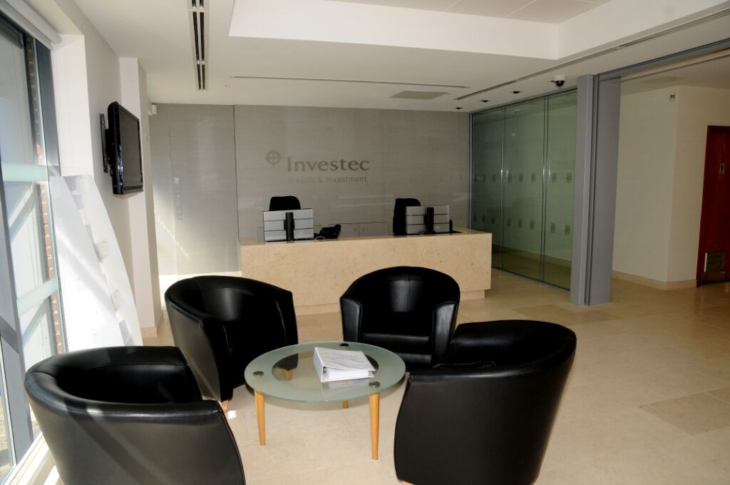 Investec Leeds — feature reception and client-facing office finishes
