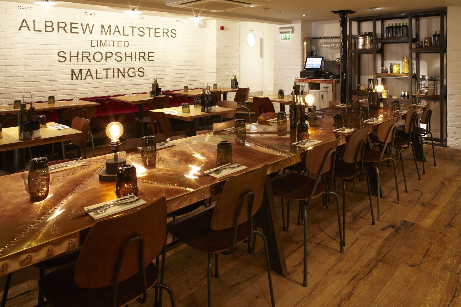 Zizzi Shrewsbury restaurant fit-out — heritage building interior with bespoke joinery