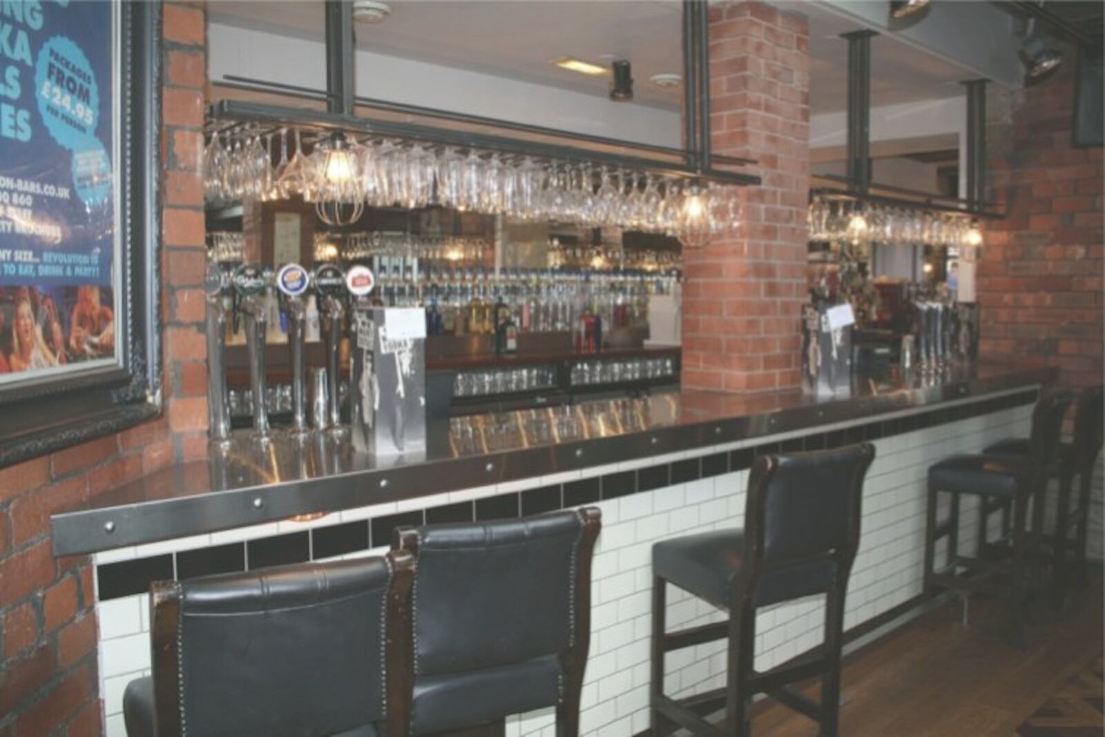 Revolution Huddersfield — feature bar counter and back-bar joinery