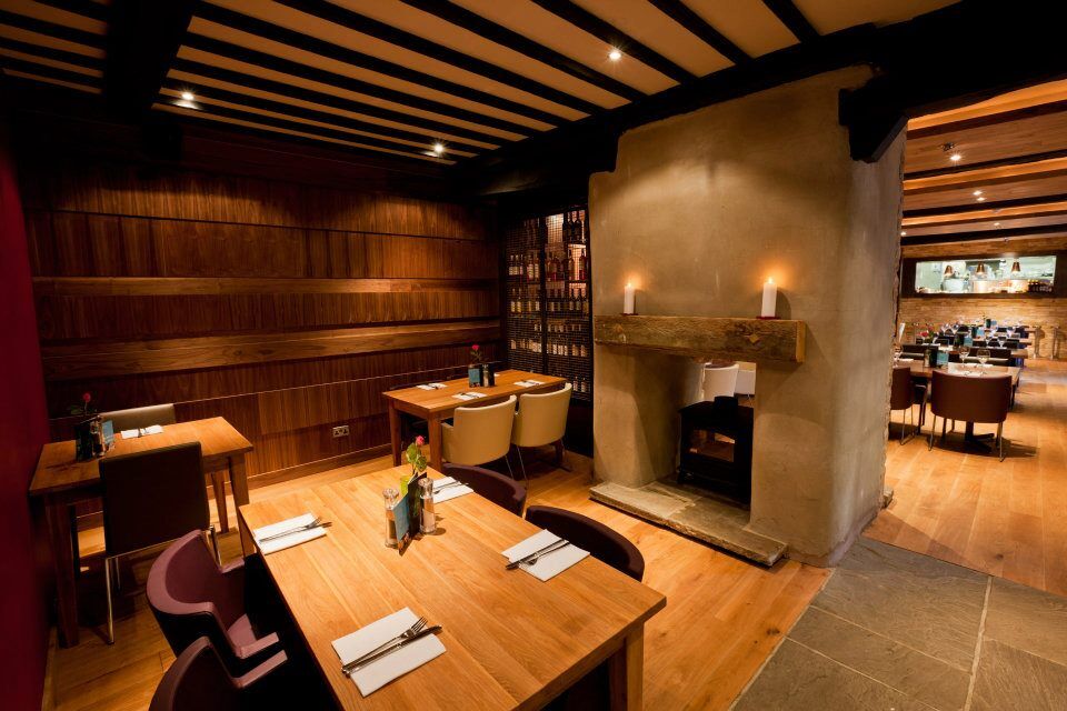 The Blue Boar Hotel Witney — guest dining room with bespoke joinery