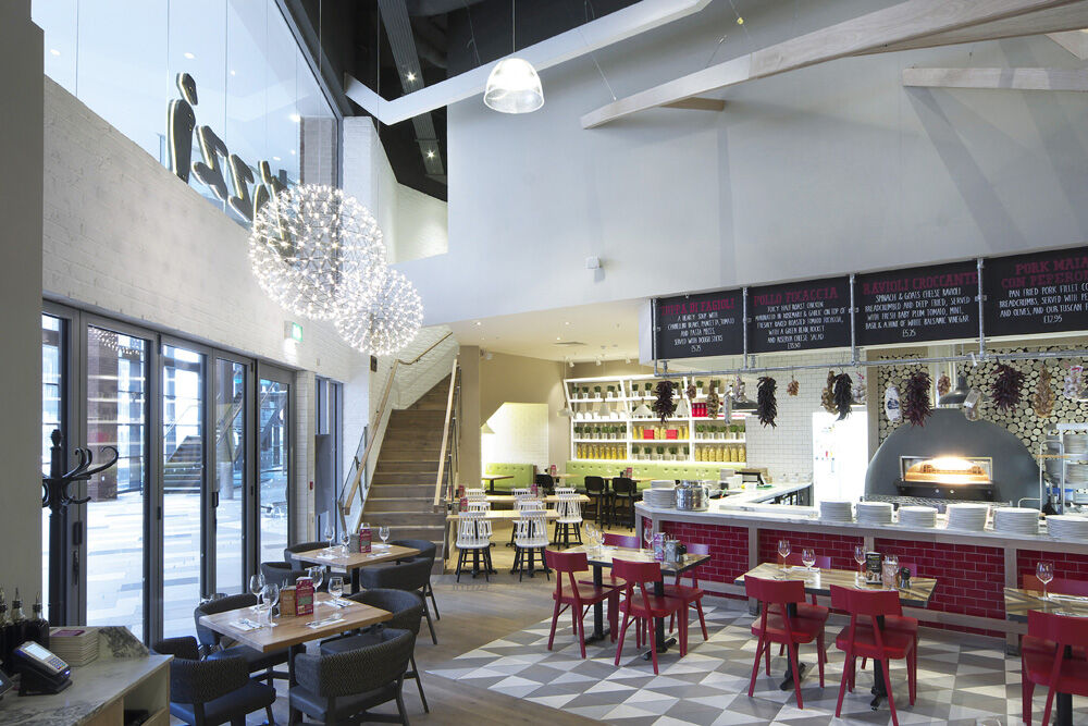 Zizzi Wembley — main dining area with brand-standard finishes