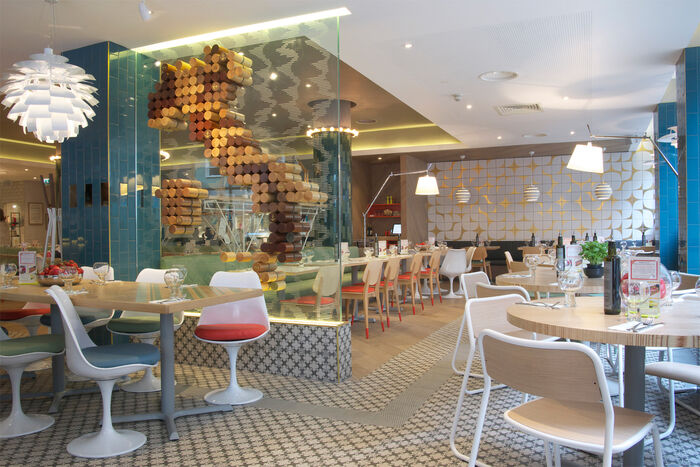 ASK Italian Birmingham restaurant fit-out — brand interior with bespoke joinery and bar