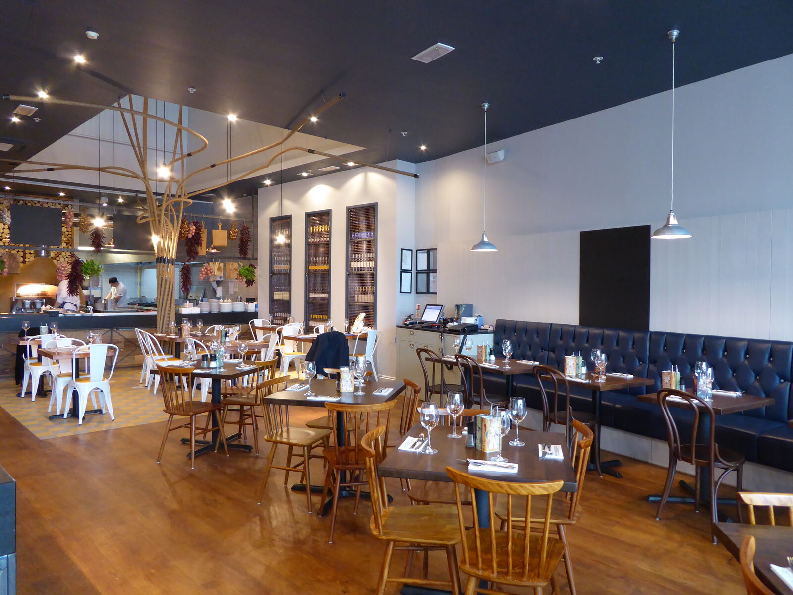 Zizzi Liverpool restaurant fit-out — signature brand front-of-house and bar interior