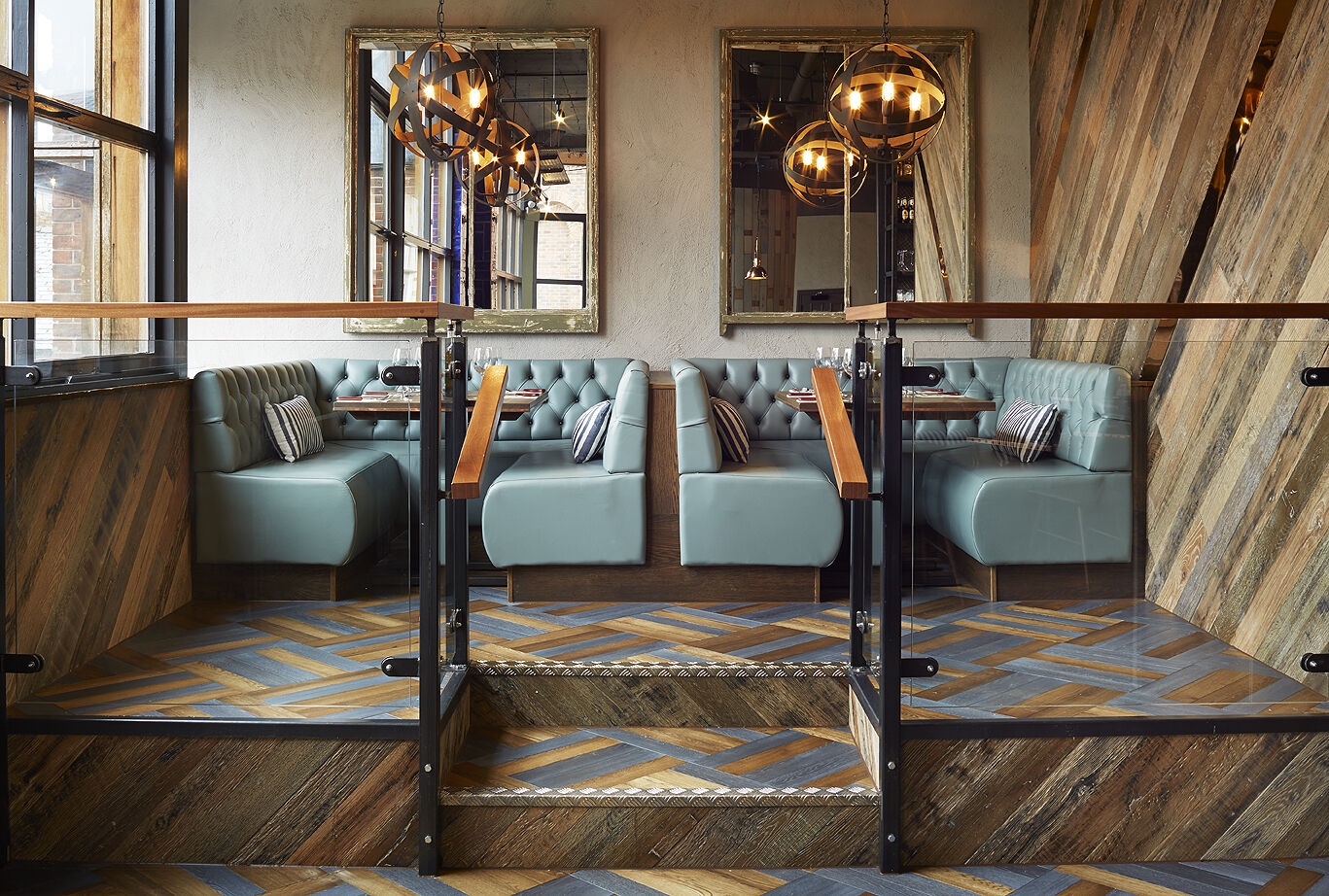 Wildwood Worcester restaurant fit-out — main dining interior with bespoke joinery and open kitchen