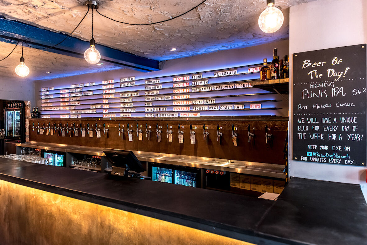 BrewDog Norwich — back-bar and keg tap installation