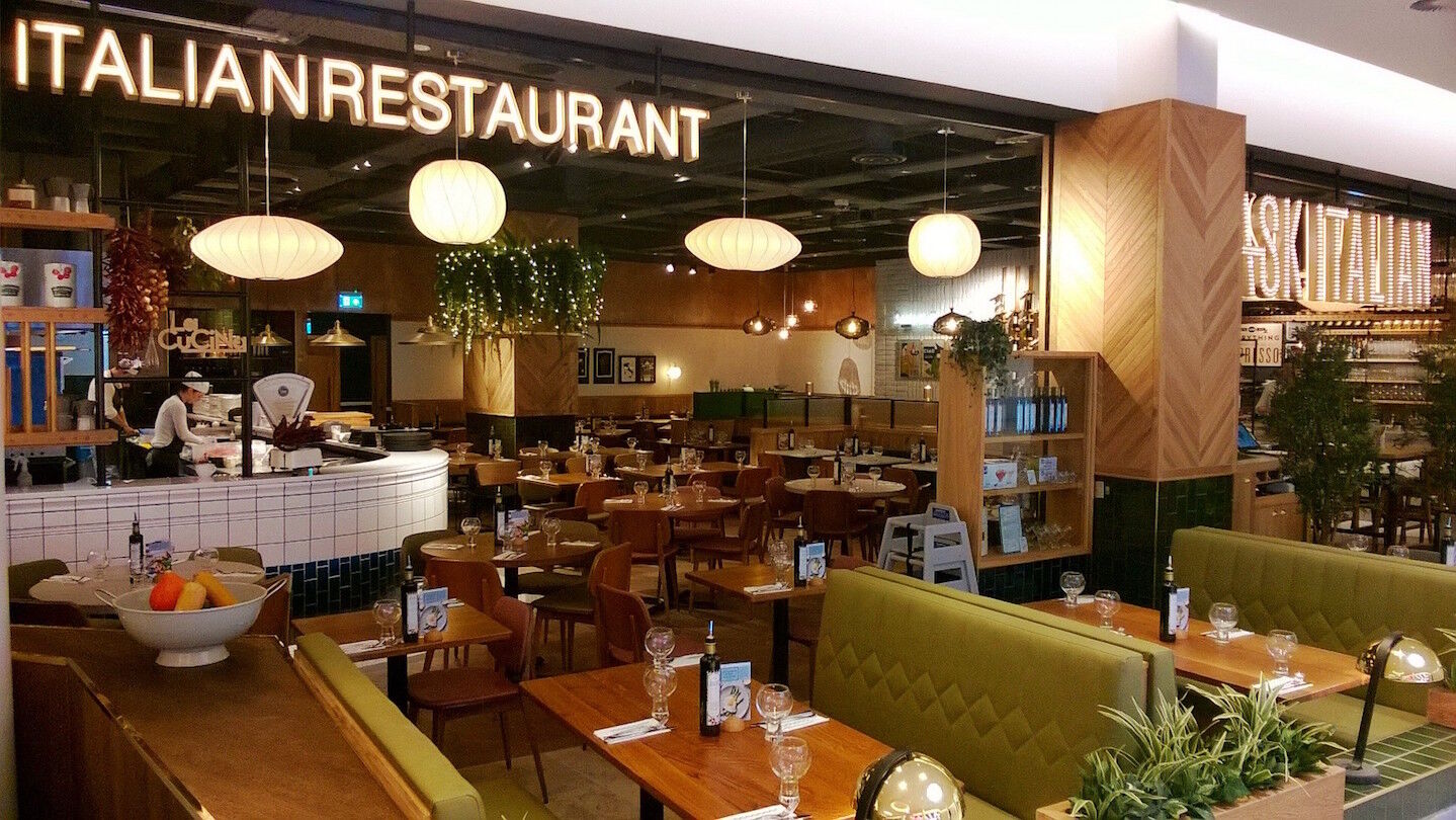 ASK Italian Gateshead — completed restaurant interior at Metro Centre