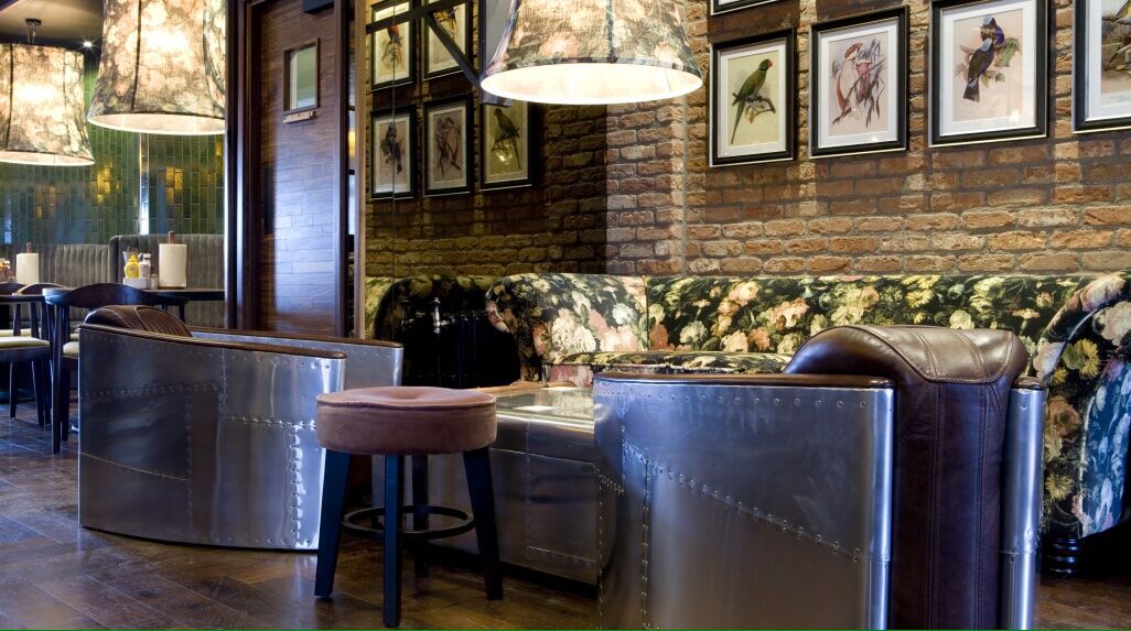 The Airport Manchester — feature bar counter and bespoke joinery detail