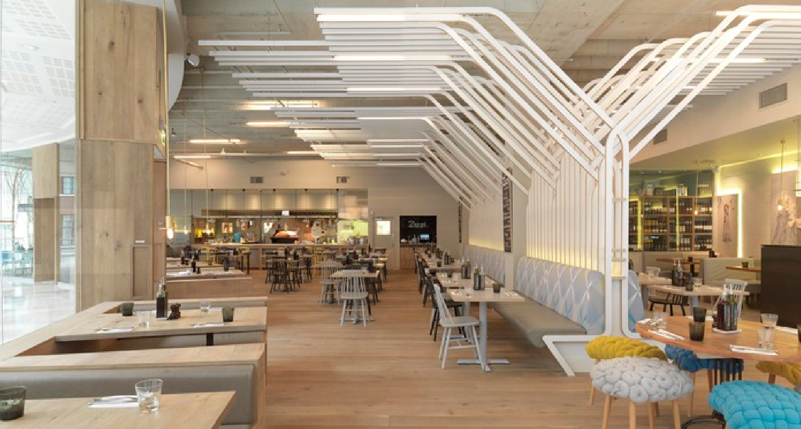 Zizzi The Light Leeds — main dining area with decorative ceiling and seating